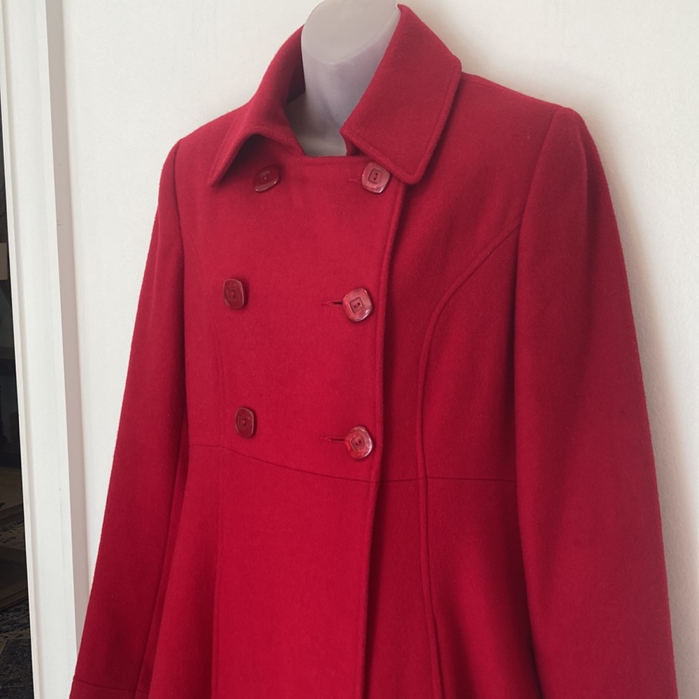 Via Women's Red Double Breasted Coat in Size 10 - Picture 3 of 5